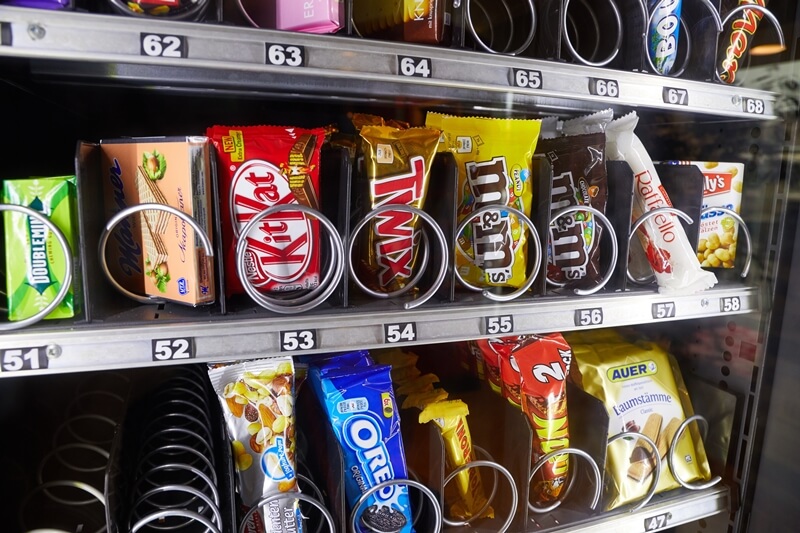 tipos de snacks en las maquinas vending