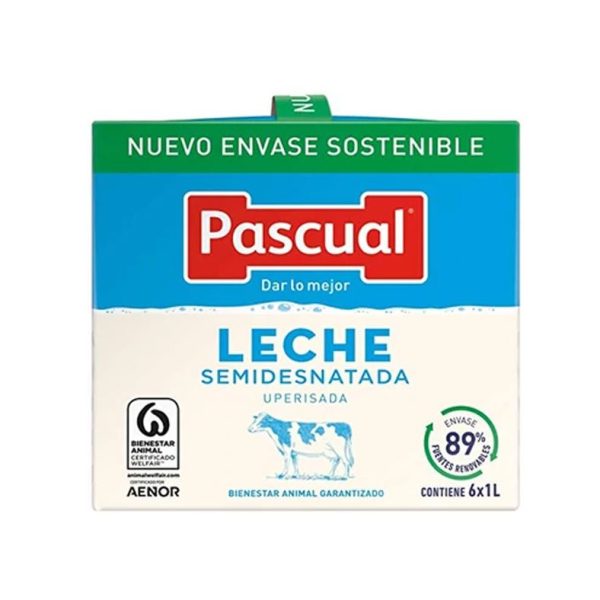 Leche semidesnatada Pascual 6x1L